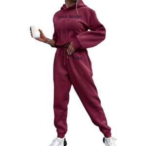 Women Casual Loose Fleece Warm Breathable Tracksuit Short Top Ankle Harem Pants Solid Long Sleeve Hooded Autumn Winter Sport Two - Product Image 4