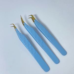 Pinces à cils pour extensions de cils, couleur personnalisée, pointe fine, durables, en acier inoxydable de haute qualité, ensemble de pinces - Product Image 1