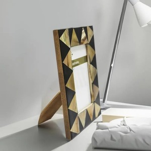 Curio Craft Modern MDF Bone Eco-Friendly Photo <b>Frame</b> Rectangle Vertical Handmade Tabletop Decorative <b>Picture</b> <b>Frame</b> Black Gold - Product Image 1