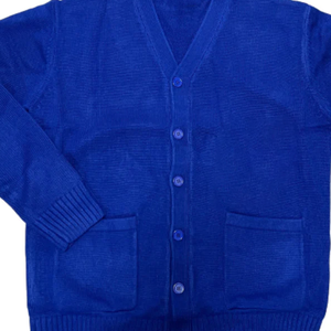 Cardigan Unisexe Bleu en Chenille Personnalisé 2026 pour Fraternités et Sororités, Boutonné, Style Universitaire, Tricoté avec Lettres, Vente en Gros OEM - Product Image 2