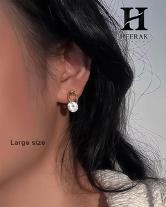 Pendientes de Lujo con Moissanita Chapados en Oro de 18K |   Pendientes de Aro en Forma de U con Diamante Solitario Flotante, Joyería Fina Geométrica - Product Image 5