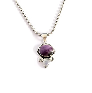 Pendentif minimaliste unisexe en argent 925 avec améthyste et pierre de lune, pour un usage quotidien - Product Image 2