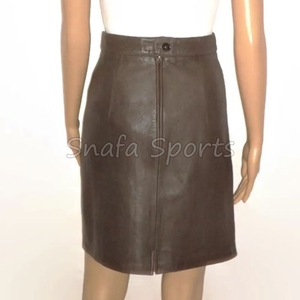 Jupe plissée taille haute en cuir véritable anti-plis moulante décontractée bordeaux pour femme 2026 |    Meilleures jupes en cuir pour femmes - Product Image 2