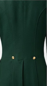 Ensemble robe longue et manteau en laine sur mesure vert foncé pour homme, col rabattu, boutonnage frontal, broderie unie, tenue d'hiver - Product Image 2