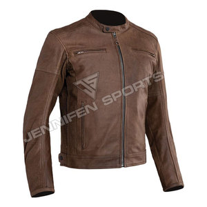 Chaqueta de Motociclista Personalizada para Hombre, de Piel de Cabra de Primera Calidad, Totalmente Curtida Vegetalmente, con Cuello Camisero y Cierre de Cremallera - Product Image 2