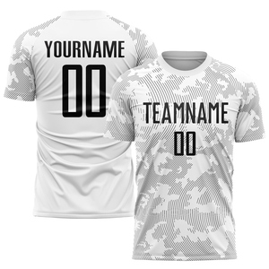 Maillot de football personnalisé blanc et noir par sublimation, le plus vendu en gros pour l'industrie - Product Image 1