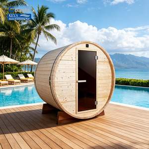 Sauna extérieur en forme de baril à montage facile, cabane en <span class=keywords><strong>bois</strong></span> préfabriquée, espace de repos modulaire pour jardin avec porte en verre trempé, en stock, prêt à être expédié - Product Image 1