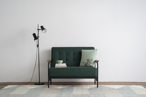 Canapé deux places de style mid-century, revêtu de tissu, avec structure en métal massif, pour bureau, réception, hôtel de luxe, salon et décoration d'appartement - Product Image 5