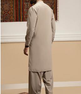 Traje Tradicional Étnico Transpirable para Hombre, Kameez Shalwar Liso, Vestido de Boda para Exteriores, Conjunto de 2 Piezas de Color Sólido, Salwar Kameez para Hombre - Product Image 3