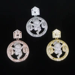 Iced Out <b>World</b> Pendant Diamond <b>Globe</b> Medallion Micro Pave Hip Hop Jewellery Gold Silver Rose Bling Charm - Product Image 1