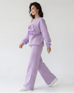 Conjunto Deportivo de Mujer, de un Solo Hombro, Grueso, Sólido, Informal, 100% Algodón, Manga Larga, Pierna Ancha, Cintura Elástica, Ropa de Calle para Invierno - Product Image 5