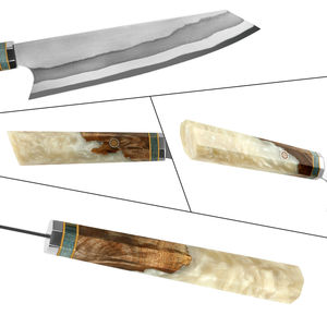 Cuchillos de cocina japoneses de 8'' de acero DAMASCUS con alto contenido de carbono, cuchillo de chef con mango de madera y resina. - Product Image 2