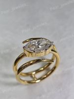 Bague de luxe en argent sterling 925 avec diamant moissanite taille marquise glacé pour femme