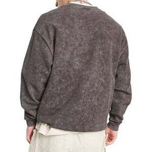 Vintage Cotton Heavyweight Fleece Drop Shoulder Plus Size Acid Wash Men's Winter Embroidered Custom Printed <b>Sweatshirt</b> OEM - Product Image 5