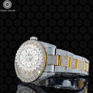 Montre de luxe Charm Jewells en acier inoxydable, incrustée de diamants, mouvement mécanique analogique, cadran de 40 mm, montre de mode pour homme, automatique - Product Image 3