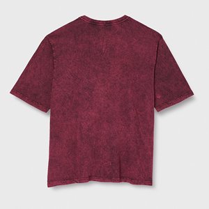 T-shirt en jersey teint en pièce bordeaux pour homme RELEVO INDUSTRIES, manches longues, col rond, coupe ample, couleur unie, imprimé sérigraphié - Product Image 5