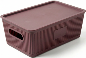Fluted Storage Small <b>Basket</b> with Lid PP <b>Plastic</b> 3-6L Capacity Portable & Durable Eco-Friendly - Product Image 3