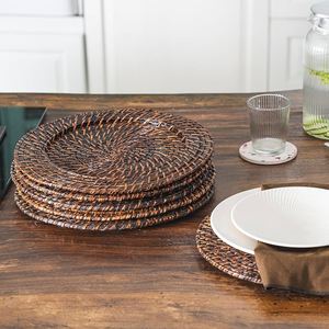 Chocolate Color Rustic Rattan Charger <b>Plate</b> 33inch Handicraft Vietnam Decoration Hotel Home Kitchen Best Price for Wholesale - Product Image 1