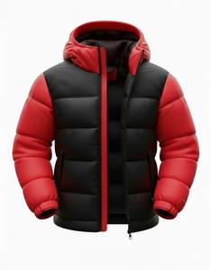 Chaqueta acolchada negra y roja para hombre, abrigo de invierno con capucha, cálido, con cremallera, estilo urbano, elegante, ajustado al cuerpo - Product Image 4