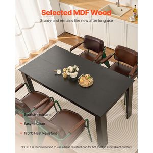 Modern 63-Inch Rectangle Dining Table <b>Large</b> Wood Conference <b>Desk</b> for 4-6 People Supporting 'fo' Furniture - Product Image 4