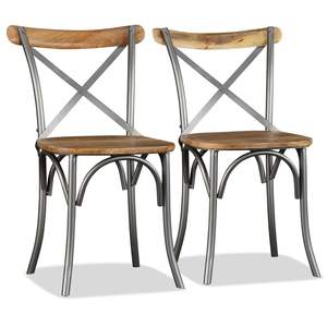 Ensemble de 4 chaises de salle à manger industrielles, design marron et argent - Product Image 6