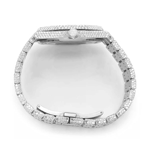 Montre Homme Quartz en Acier Inoxydable avec Lunette Hip Hop Sertie de Moissanite et Diamants VVS, Bracelet 20mm, Cadran en Verre - Product Image 4