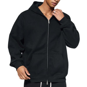 เสื้อฮู้ดดี้โอเวอร์ไซส์แบบหนาพิเศษ ซิปหน้า พิมพ์ลายพัฟฟ์ตามสั่ง ผ้าคอตตอนผสมขนแกะ 350 GSM สำหรับทุกเพศ - Product Image 3