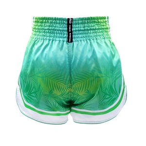 Shorts de Muay Thai Twins Special ELEMENT en Verde y Rosa, Tela Satinada Ligera, Ajuste Personalizable, Unisex, para Entrenamiento - Product Image 6