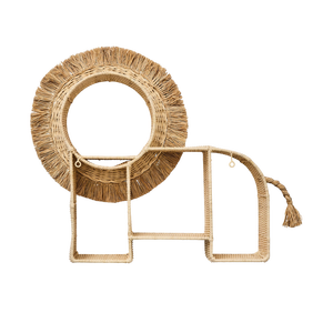 Étagère murale en rotin et jonc de mer de haute qualité pour enfants, en forme de lion, en osier naturel, pour chambre d'enfant, adorable rangement et présentoir pour chambre de bébé - Product Image 1