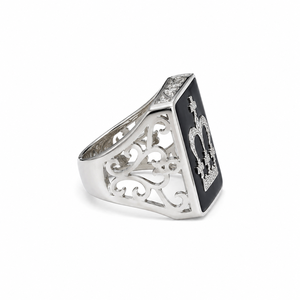 Anello Vintage da Uomo in Argento Sterling 925 con Motivo a Corona Quadrata Nera, Gioielli Personalizzati all'Ingrosso - Product Image 2