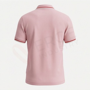 Polo en coton Oxford rose à manches courtes pour homme, logo brodé, style décontracté chic, respirant, coupe classique, design uni - Product Image 2