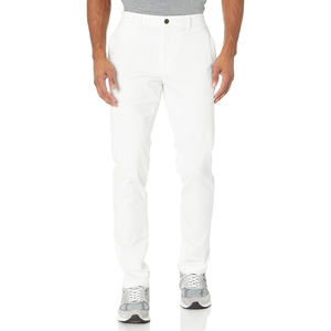 Pantalon chino en twill de coton blanc pur pour homme, coupe slim, style estival, respirant, tissage frais, look élégant - Product Image 1