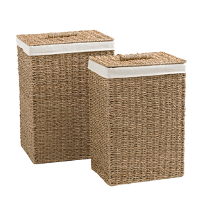 Panier en jonc de mer de style rustique haut de gamme avec couvercle, panier en jonc de mer tissé à la main pour salle de bain et cuisine, vente en gros du Vietnam - Product Image 1