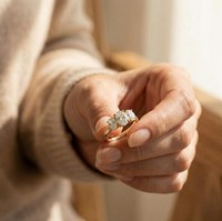 Bague ovale en moissanite dorée à trois pierres, bijoux de mariage