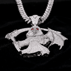 Collar de Plata con Colgante de Guadaña de la Muerte de Lujo, Estilo Hip Hop, Personalizado, con Moissanita Iced Out, Venta al por Mayor - Product Image 4