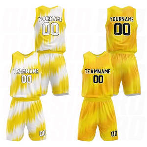 Ensemble d'uniformes de basketball personnalisés de qualité supérieure pour l'entraînement, maillot et short respirants jaunes à demi-tons, vente en gros - Product Image 1