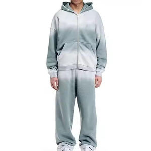 Ensemble de sweat-shirt à capuche gris pour homme, manches régulières, en molleton français, décontracté, pour l'automne, coupe ample, couleur unie, avec poche, fermeture éclair - Product Image 5