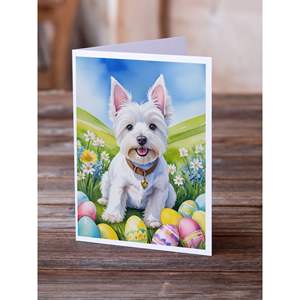 Westie lunatique chasse aux oeufs de Pâques A7 cartes de voeux paquet de 8 cartes vierges avec enveloppes taille 5x7 - Product Image 2