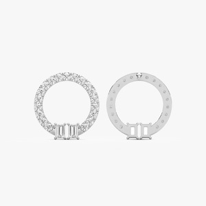 Pendientes Circulares de Oro Blanco de 14k con Diamantes Cultivados en Laboratorio, Corte Baguette y Redondo, con Certificado IGI y Claridad VS1, Modernos para Mujer - Product Image 2