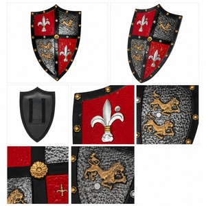 Escudo de espuma de caballero medieval, escudo de dragón rojo y negro, escudo heráldico para juegos de rol, escudo decorativo coleccionable - Product Image 5