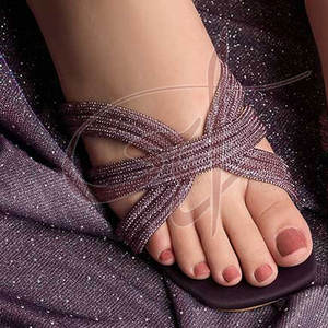 Cris-Crossed Beadwork Printed Handmade Anti-Slippery Gel Midsole Genuine <b>Leather</b> Outsole All Seasons Fashion Trend Slides - Product Image 6