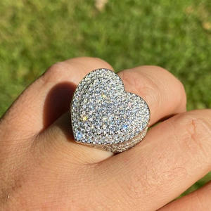 Lab Grown Diamond Heart Statement <b>Ring</b> for Women White <b>Gold</b> Iced Out Luxury Hip Hop Heart <b>Cocktail</b> <b>Ring</b> Anniversary Gift - Product Image 2