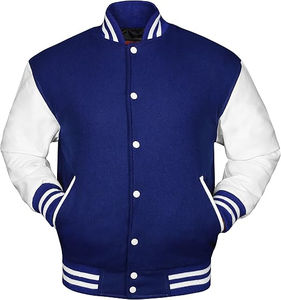 เสื้อแจ็คเก็ตเบสบอลแบบ Letterman Varsity คุณภาพสูงสำหรับทุกเพศ พร้อมแขนหนัง ปักโลโก้แบบ Chenille สำหรับผู้ชาย - Product Image 2