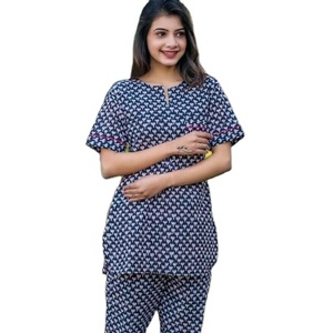 Wholesale Low Price Print Summer Unique 2 Piece Cotton Fabric <b>Three</b> Quarter Sleeve Dress Wholesale Price High Quality Women's - Product Image 1