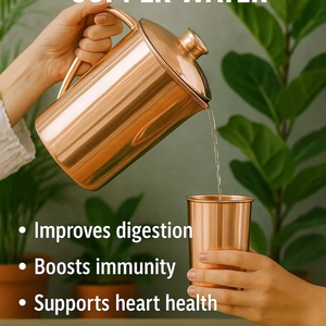 Ensemble de carafes à eau en cuivre pur avec couvercle, design luxueux, anti-fuite - Pour la maison, les mariages et les cadeaux - Product Image 3