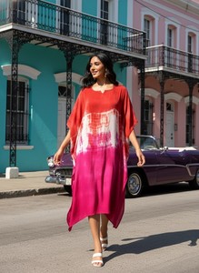 High Quality Designer Rayon <b>Kaftan</b> Tie Dyed <b>Summer</b> Daily Wear Regular Fit Sweetheart neck at Best Price by Supplier - Product Image 1