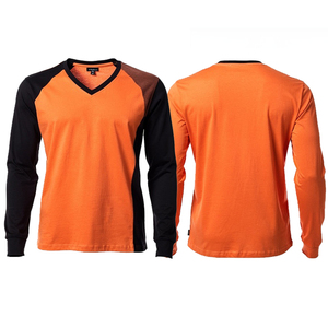 Men's Orange Black Long Sleeve T-Shirt V-Neck Casual Regular Lightweight Tee Shirts Men 100% Cotton Summer <b>TShirts</b> Mens - Product Image 6