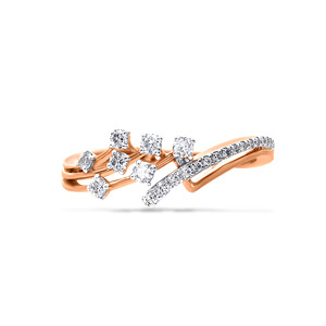 Anillo Elegante con Diseño Orbital Brillante, Oro Rosa de 18K, Diamante de Corte Redondo de 0.30 Ct, Engaste en Racimo, Regalo de Aniversario, Joyería - Product Image 5
