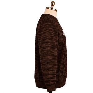 Sudadera de punto para hombre, color marrón chocolate oscuro, con estampado abstracto, cuello redondo, manga larga, puños acanalados, informal, para invierno - Product Image 2
