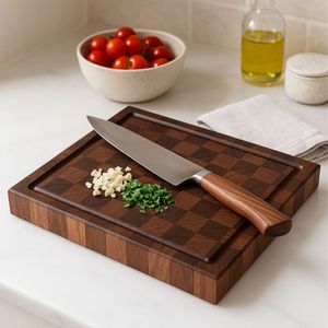 Planche à découper en bois moderne pour légumes, viande et pain, en bois naturel durable, planche de préparation - Product Image 4